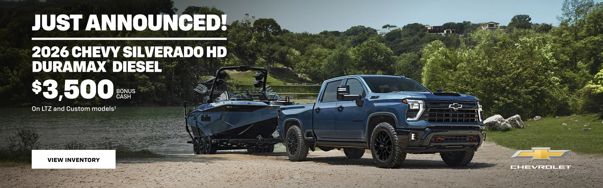 2026 Chevy Silverado HD Duramax Diesel. $3,500 Bonus Cash on LTZ and Custom models.